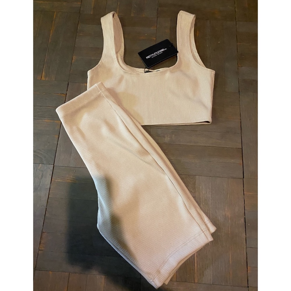 Pretty Little Thing ribbed nude biker set